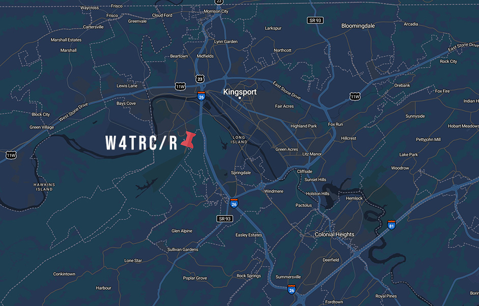 Map to the W4TRC repeater site on Bays Mountain